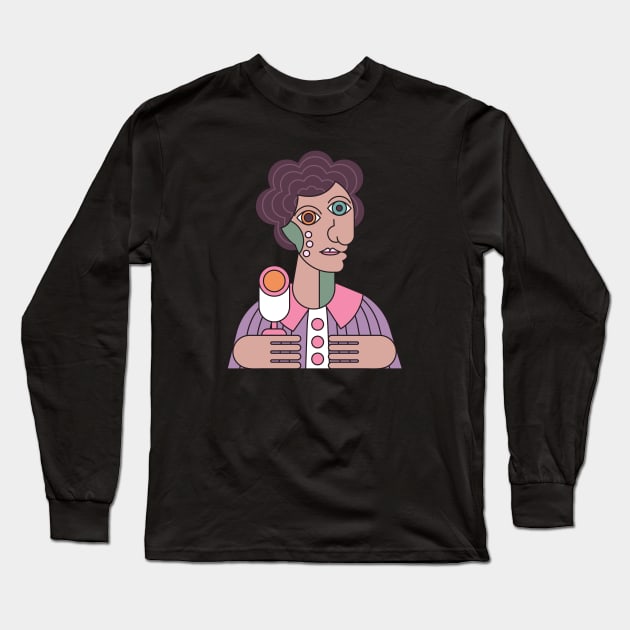 Picasso Style illustration Long Sleeve T-Shirt by CatCoconut-Art